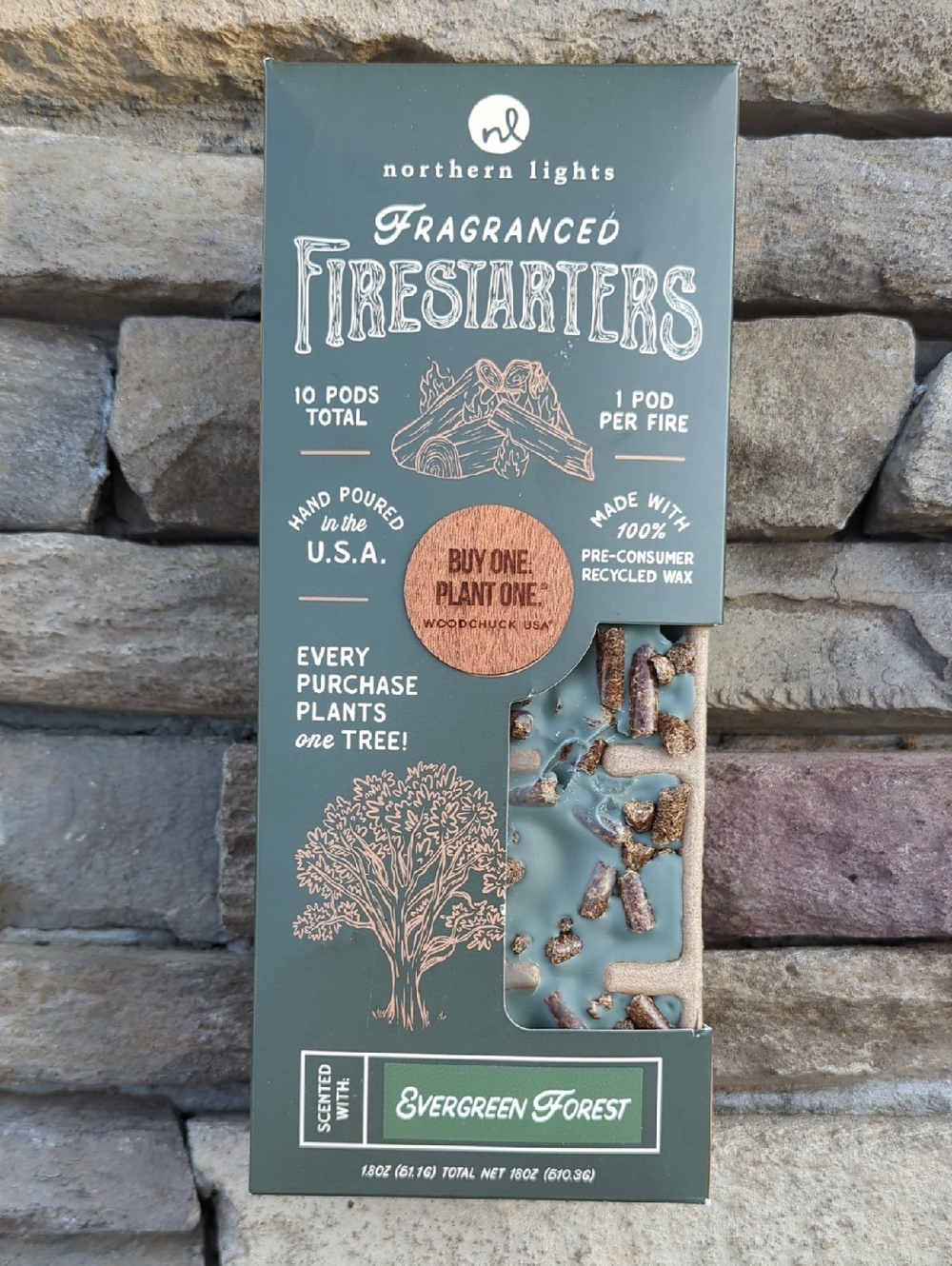 Fragranced Firestarter Wax Pods, Evergreen Forest Scent, 10 Pods
